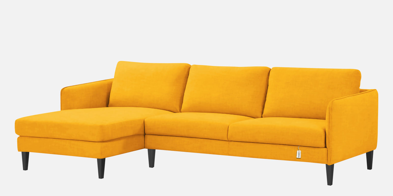 Piku Fabric RHS Sectional Sofa (3+Lounger) In Bold Yellow Colour - Febonic Living