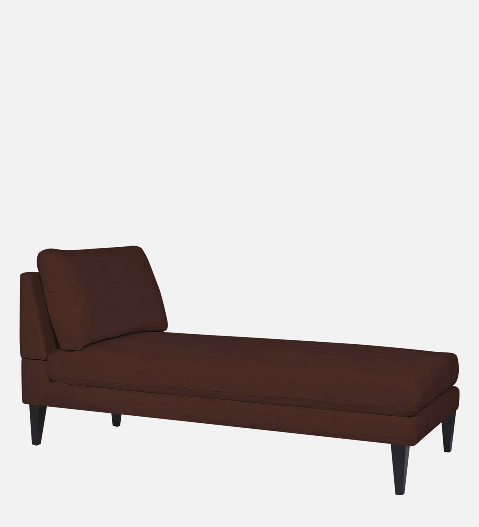 Nadia Fabric Armless Chaise Lounger In Coffee Brown Colour - Febonic Living