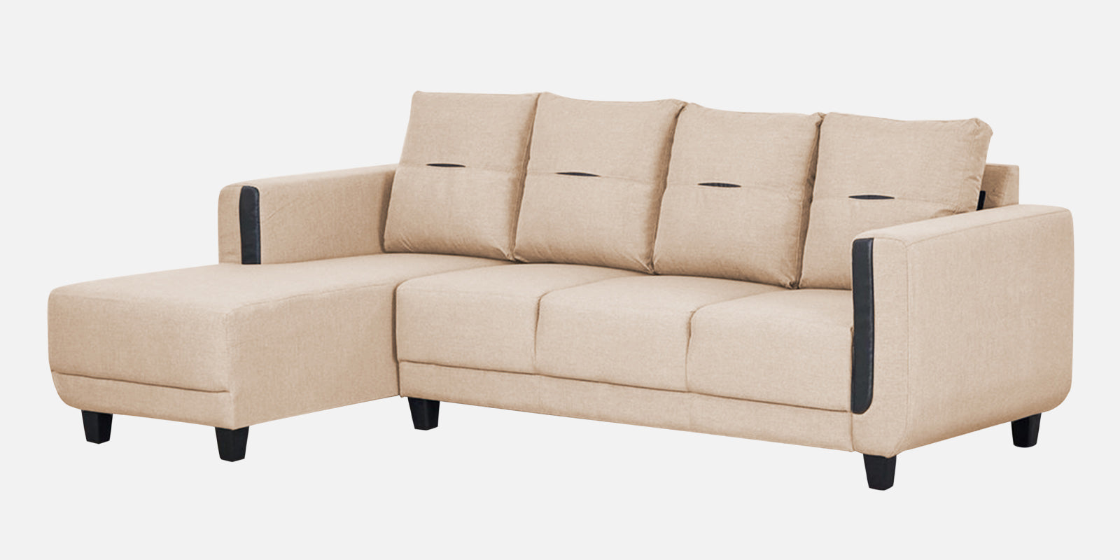 Perry Fabric RHS Sectional Sofa (3+Lounger) In Woom Beige Colour - Febonic Living