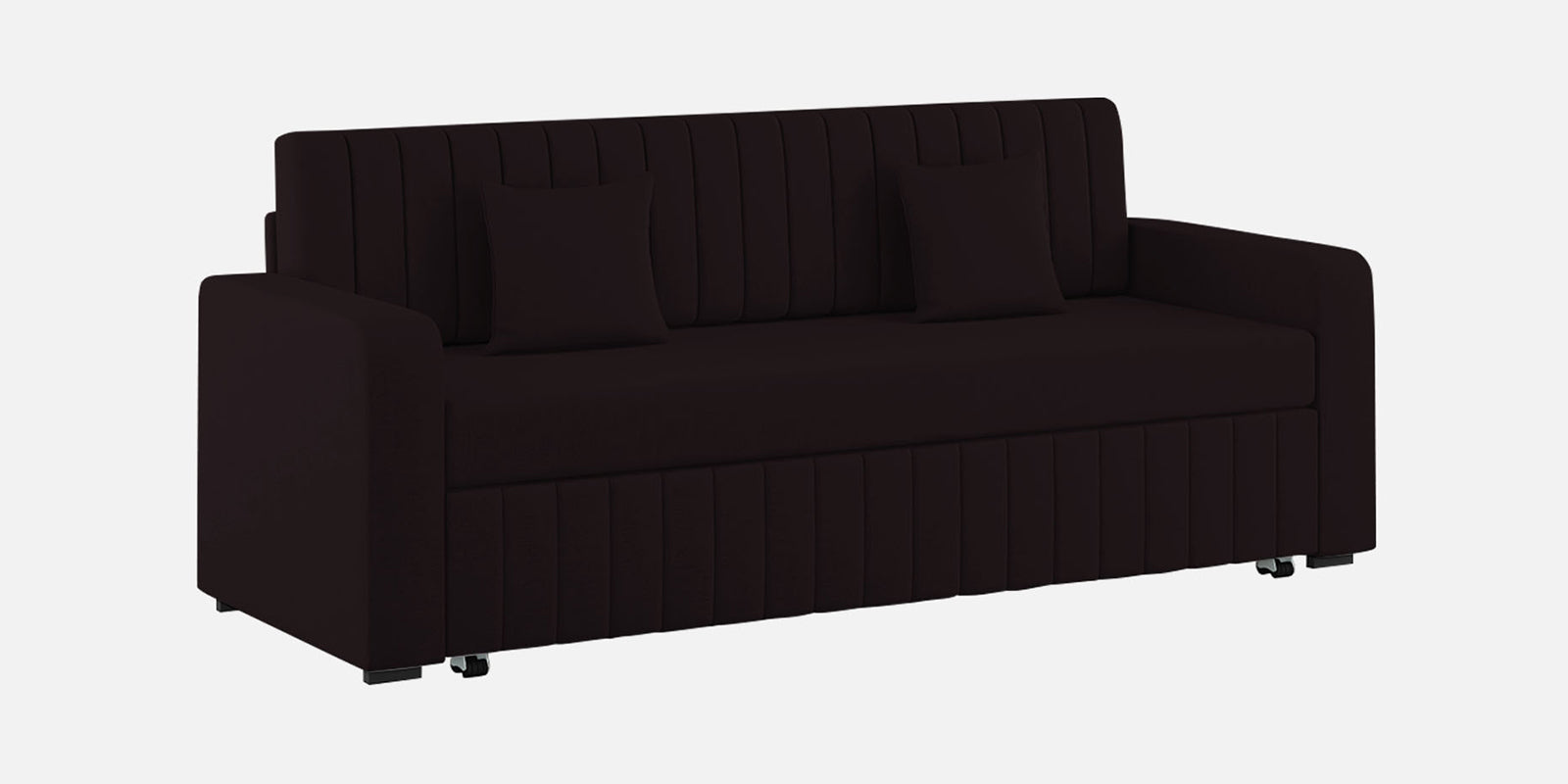 Calra Fabric 3 Seater Pull Out Sofa Cum Bed In Cara Brown Colour With Storage - Febonic Living