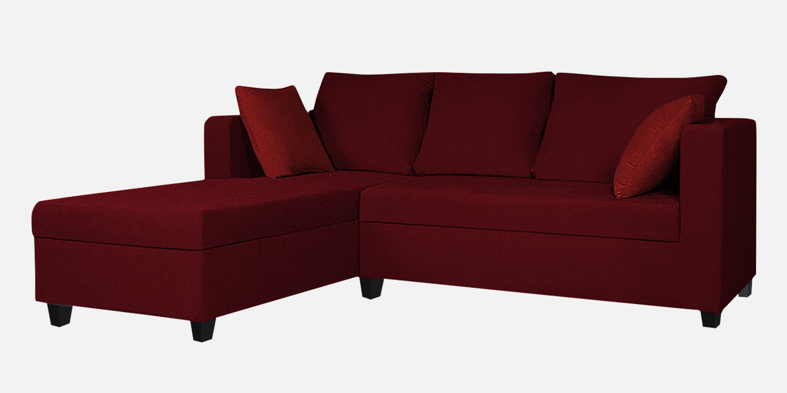 Nebula Fabric RHS Sectional Sofa (2+Lounger) In Ruby Red Colour - Febonic Living