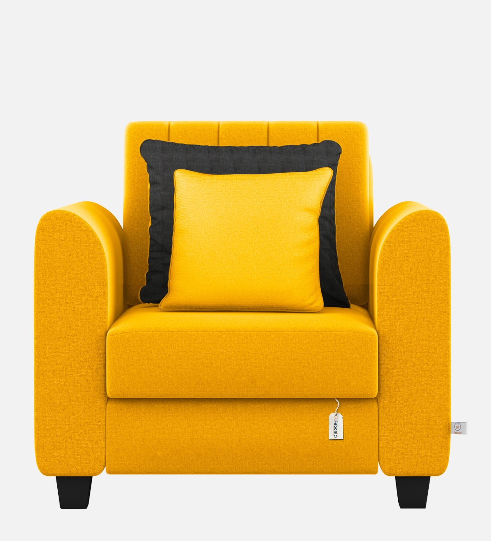 Cosmic Fabric 1 Seater Sofa In Bold Yellow Colour - Febonic Living