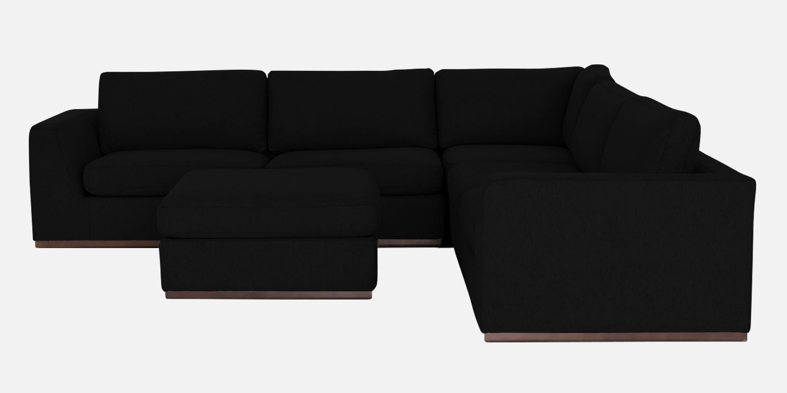 Freedom Velvet 6 Seater RHS Corner Sofa In Adam Black Colour With Ottoman - Febonic Living