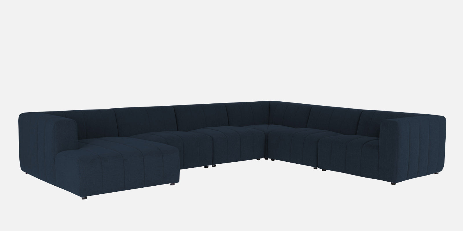 Damo Fabric RHS 8 Seater Corner Sofa In Denim Blue Colour - Febonic Living
