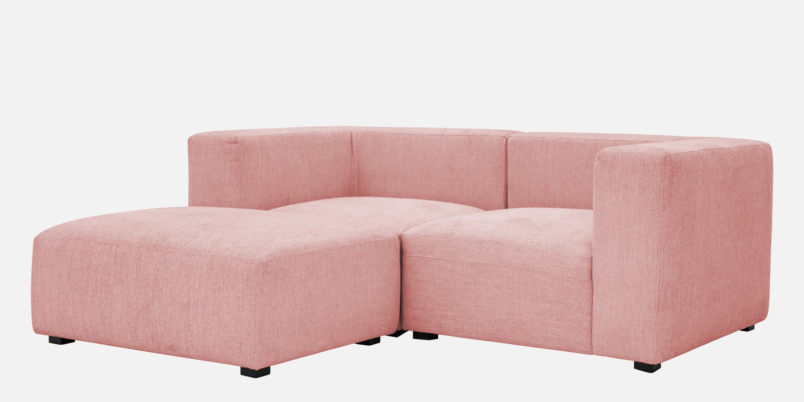 Dora Velvet RHS Sectional Sofa (2+Ottoman Lounger) In Millennial Pink Colour - Febonic Living
