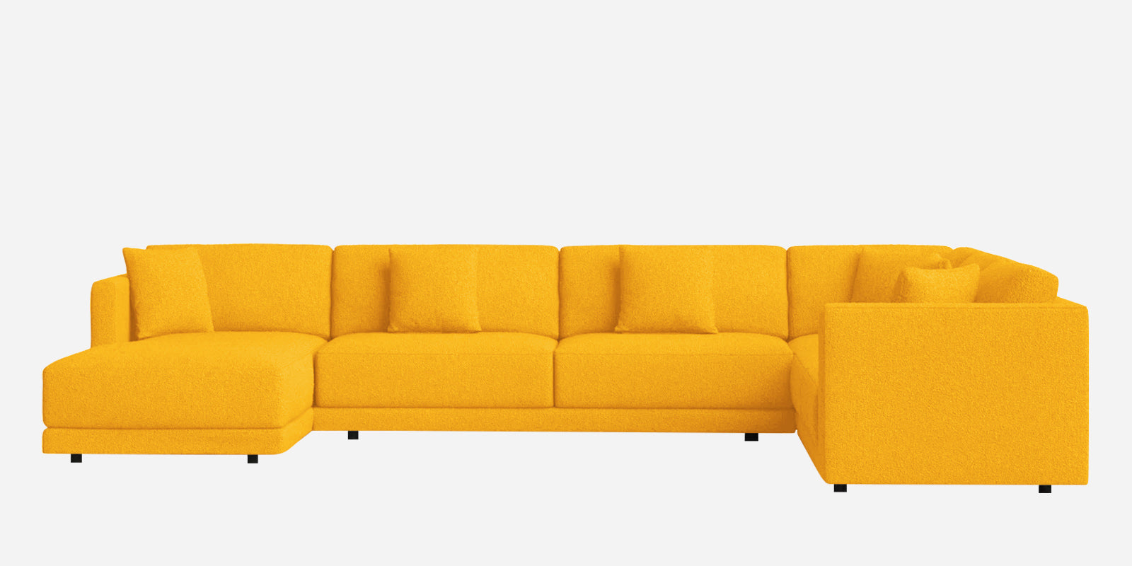 Carlin Fabric RHS 8 Seater Sectional Sofa In Bold Yellow Colour - Febonic Living