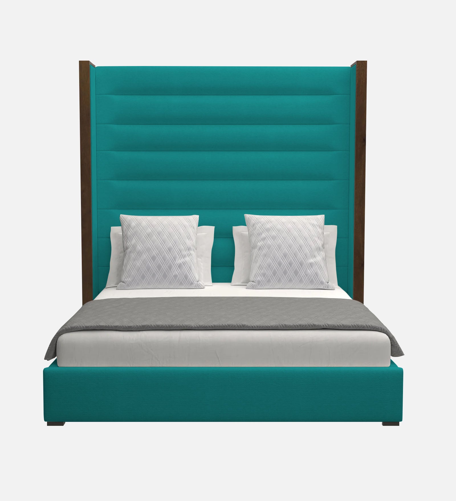 Sunny Fabric King Size Bed In Sea Green Colour - Febonic Living