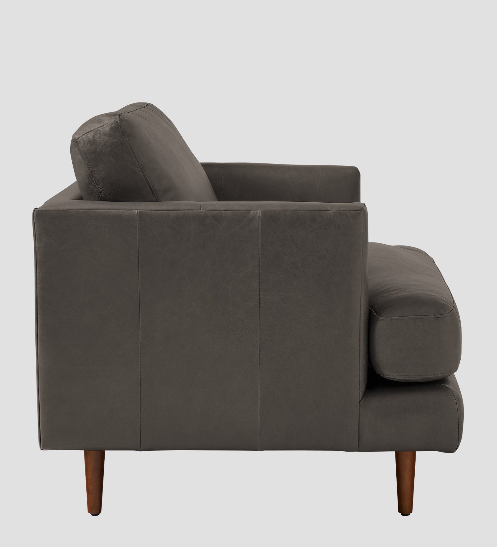 Sterio Leatherette 1 Seater Sofa In Shark Grey Colour - Febonic Living