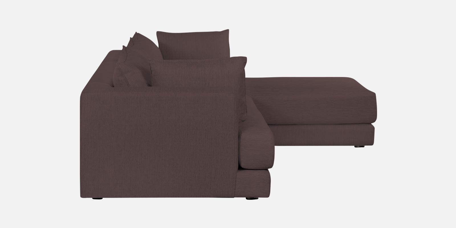 Ziggy Fabric LHS Sectional Sofa (3+Lounger) In Night Brown Colour - Febonic Living