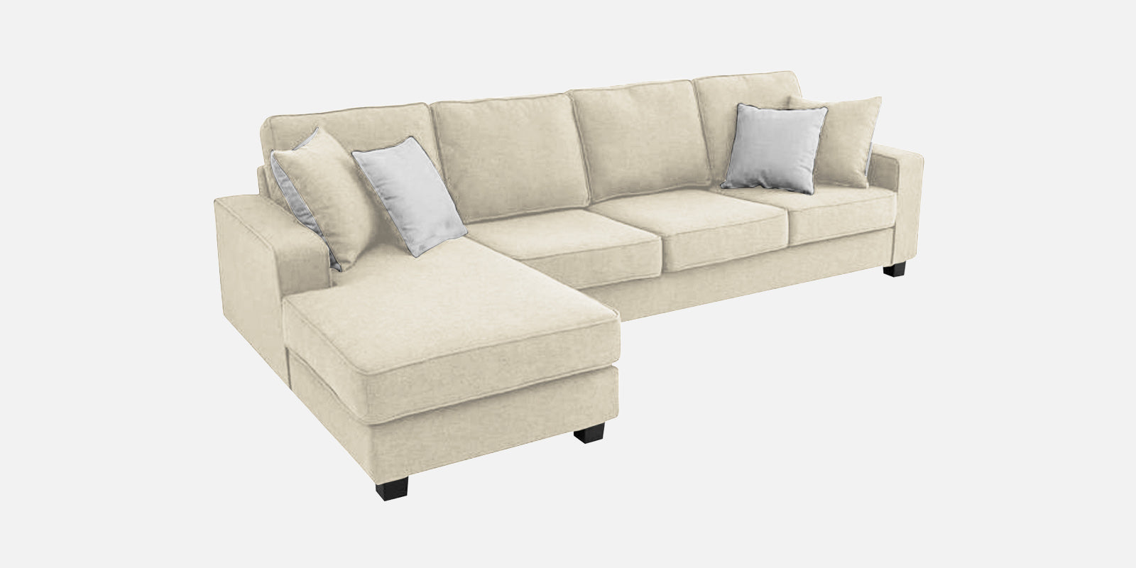 Ladybug Fabric RHS Sectional Sofa (3+Lounger) In Ivory Cream Colour - Febonic Living