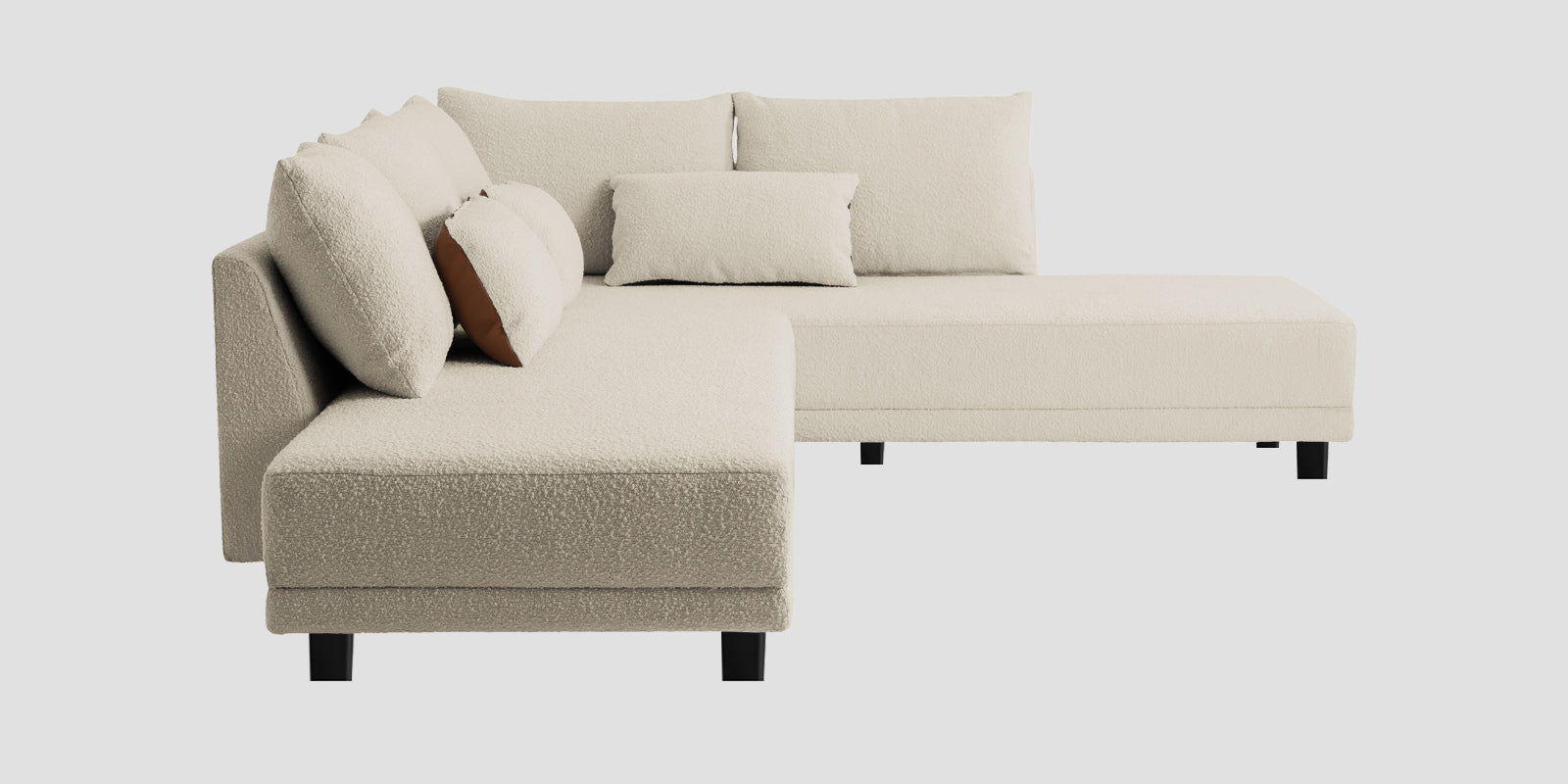 Ira Boucle Fabric LHS 6 Seater Convertible Sofa Cum Bed In Shell White Colour - Febonic Living