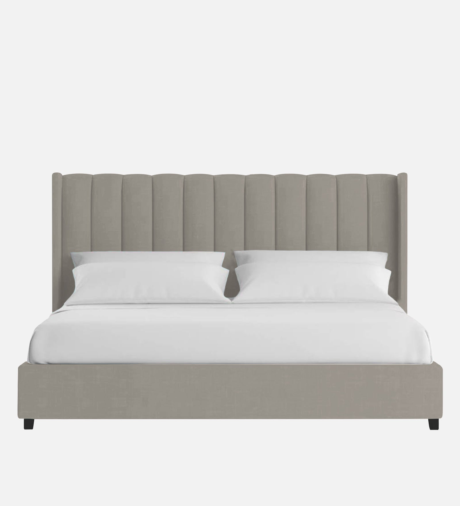 Colina Fabric Upholstered Queen Size Bed In Ash Grey Colour With Box Storage - Febonic Living