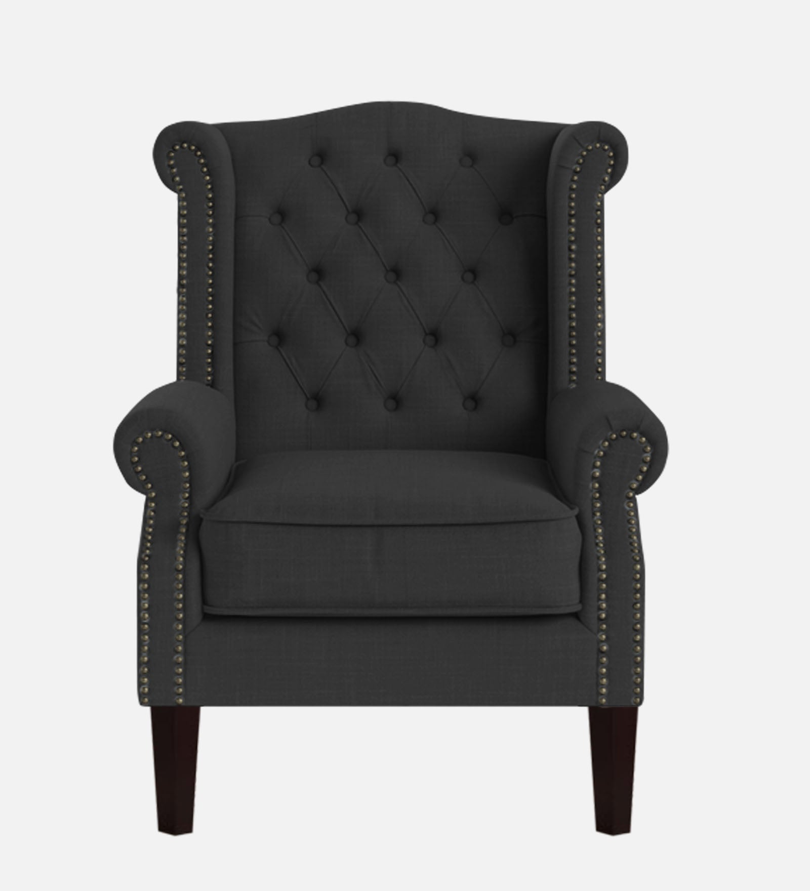Nottage Fabric Wing Chair In Charcoal Grey Colour - Febonic Living