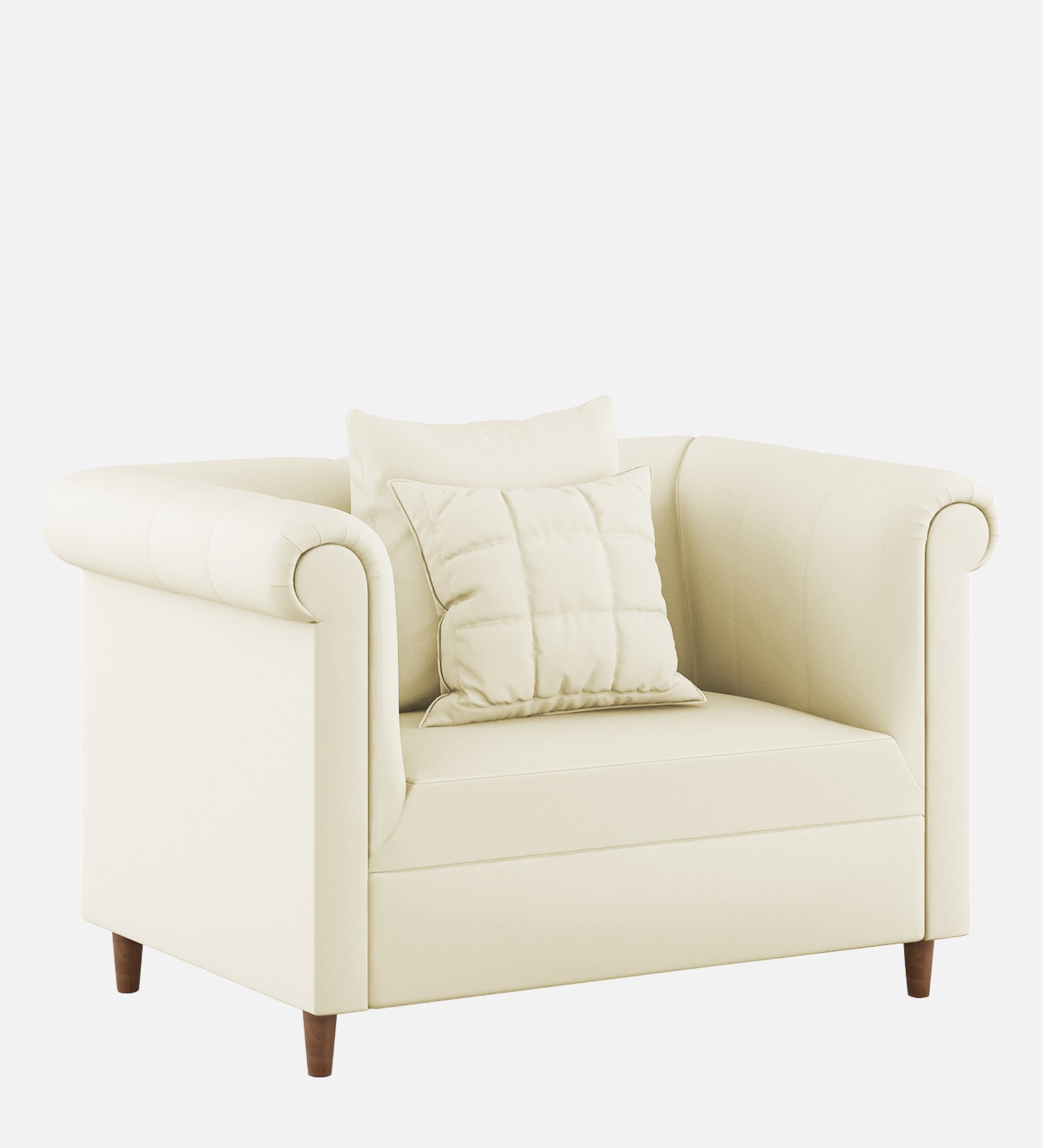 Rubi Velvet 1 Seater Sofa In Warm White Colour - Febonic Living