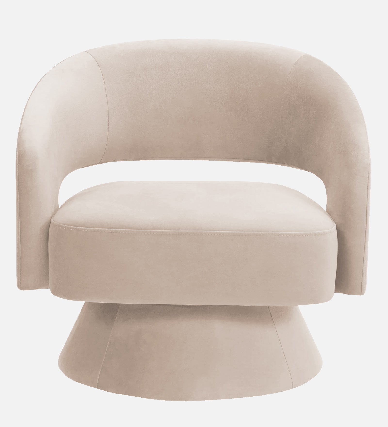 Pendra Velvet Swivel Chair In Camel Beige Colour - Febonic Living
