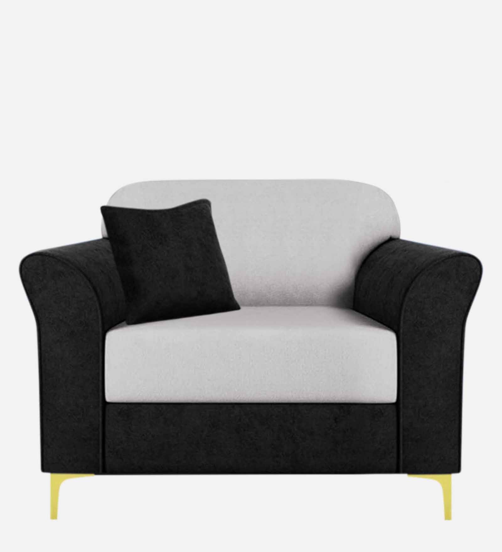 Jordan Velvet 1 Seater Sofa In Adam Black And Concreate Grey Colour - Febonic Living