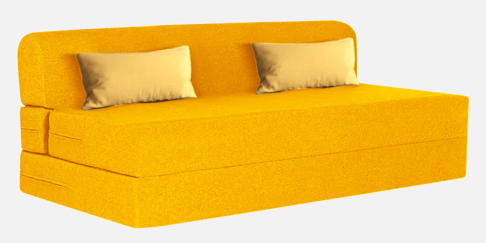 Fleepy Fabric 3 Seater Foldable Sofa Cum Bed In Bold Yellow Colour - Febonic Living