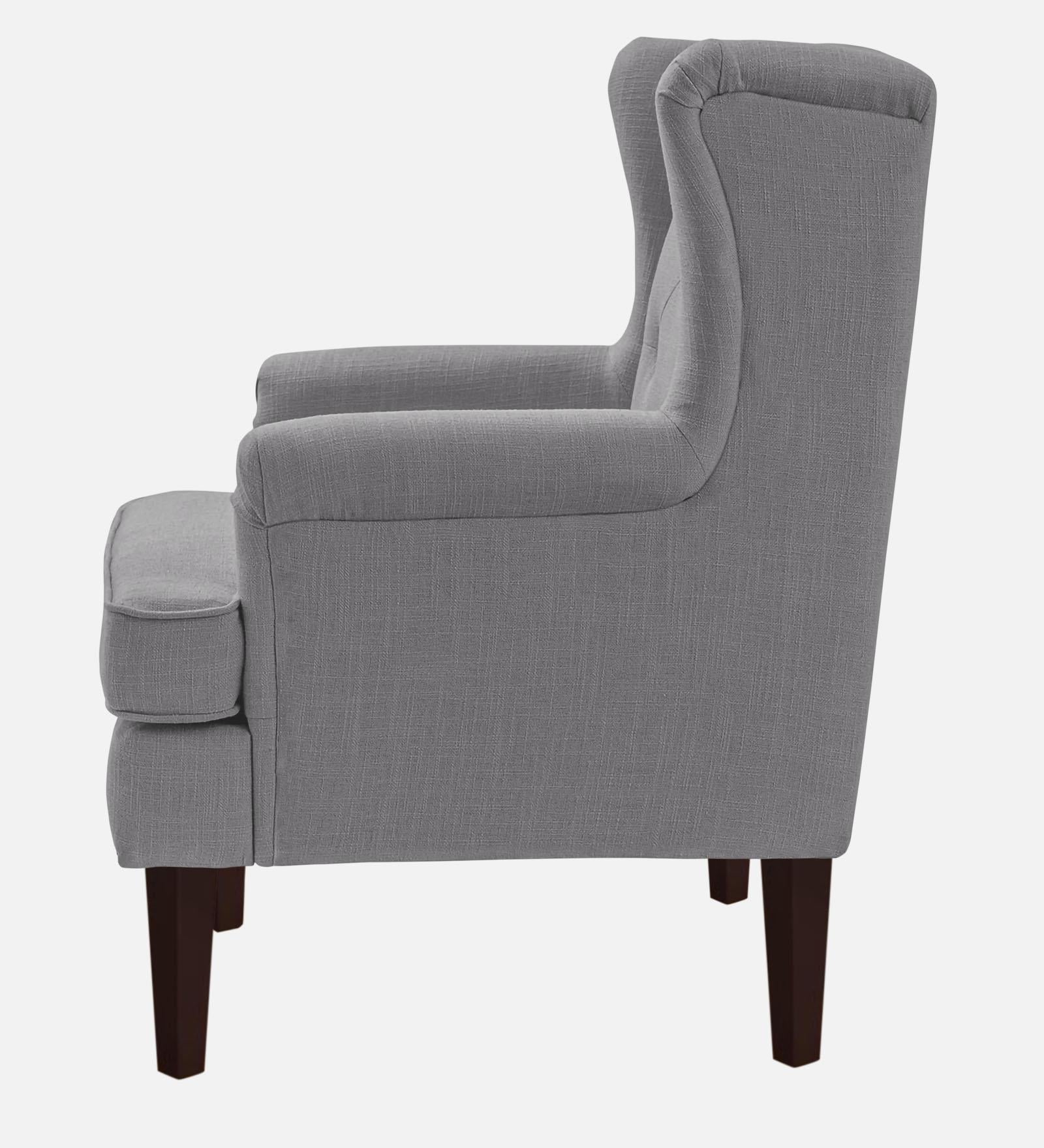 Deyuk Fabric Wing Chair In Lit Grey Colour - Febonic Living