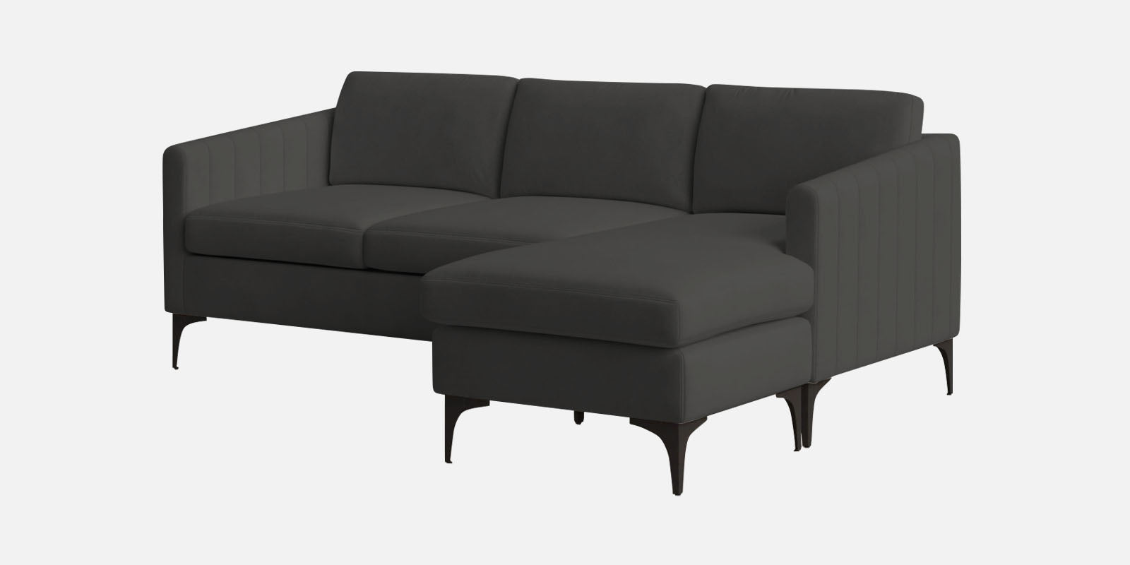 Haru Fabric LHS Sectional Sofa (2+Lounger) In Hory Grey Colour - Febonic Living