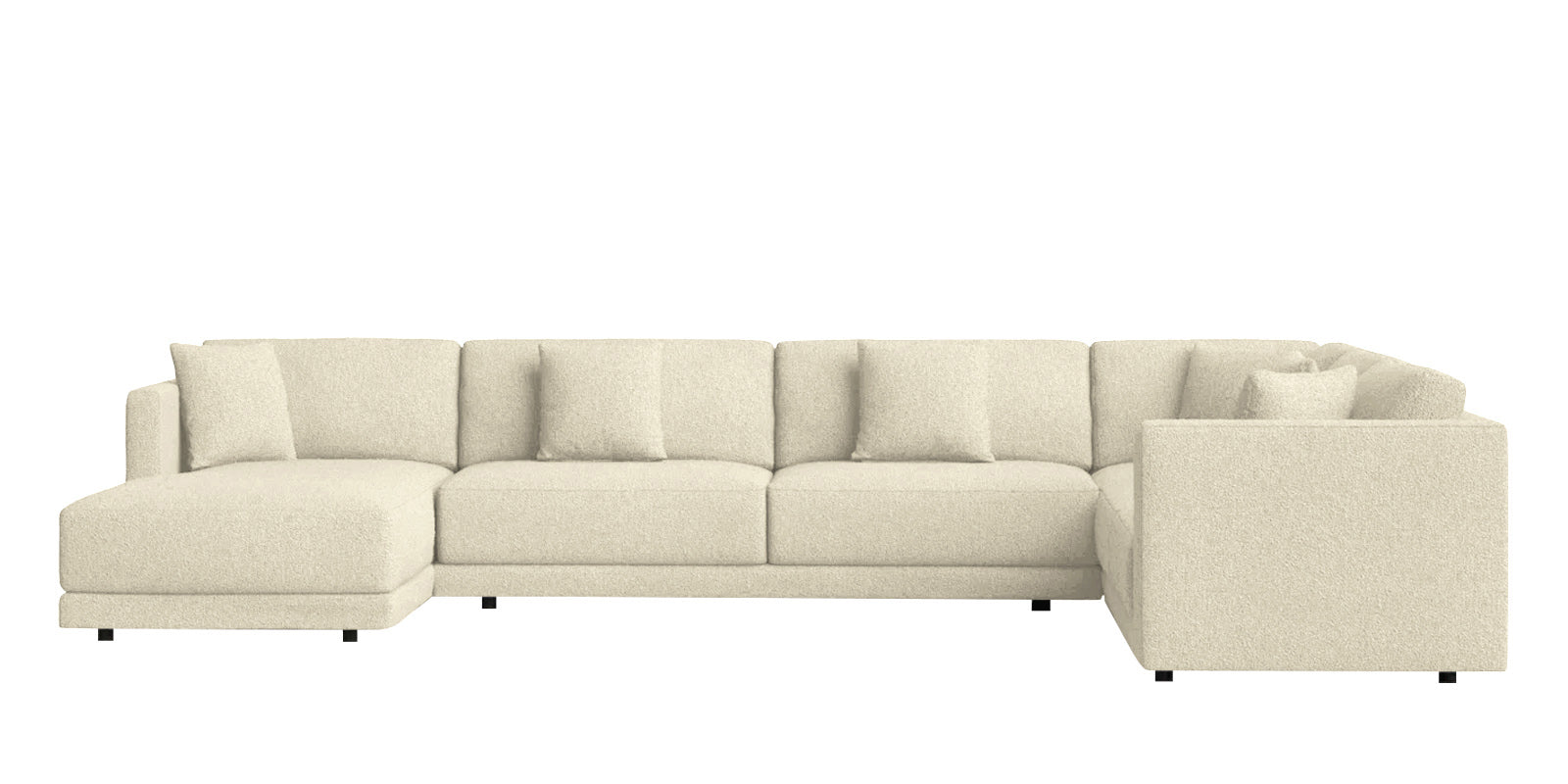 Carlin Fabric RHS 8 Seater Sectional Sofa In Ivory Beige Colour - Febonic Living