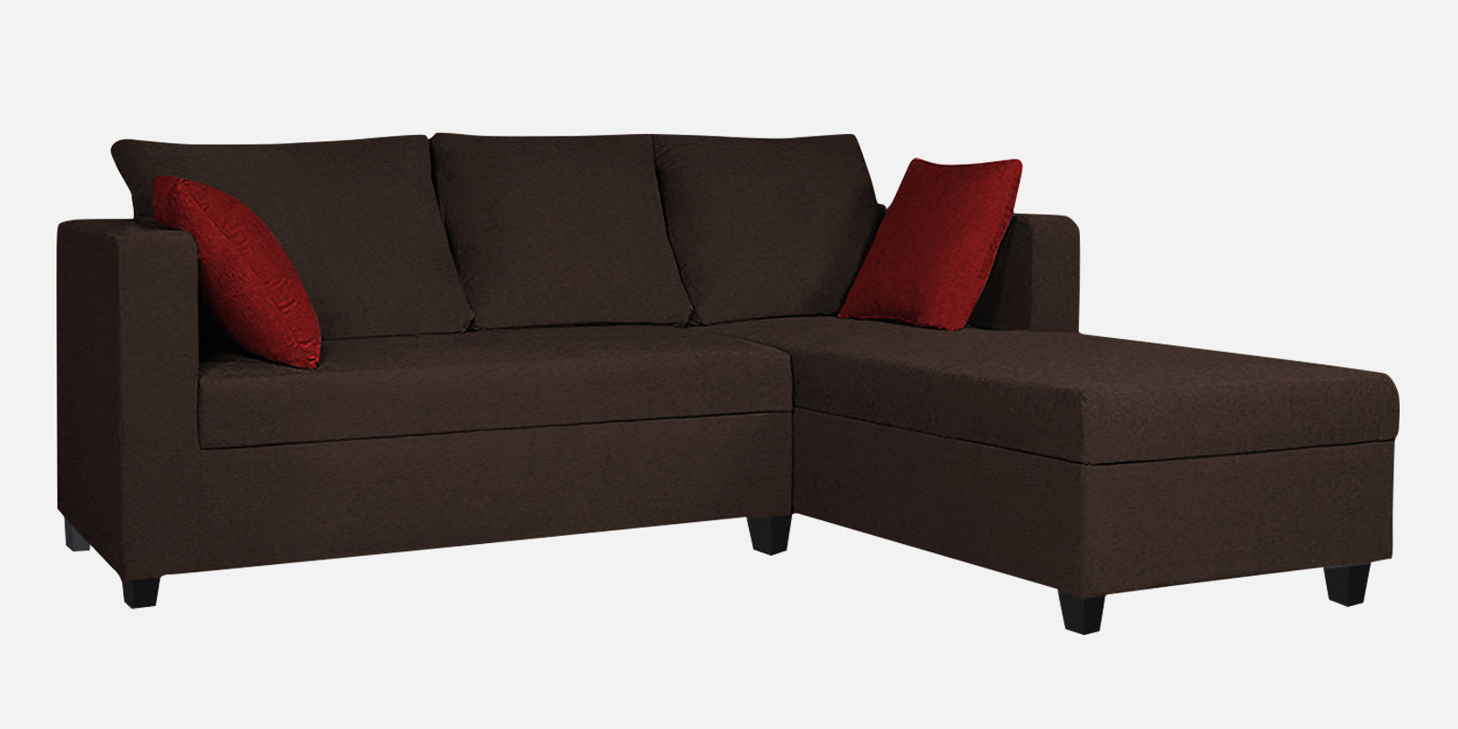 Nebula Fabric LHS Sectional Sofa (2+Lounger) In Coffee Brown Colour - Febonic Living