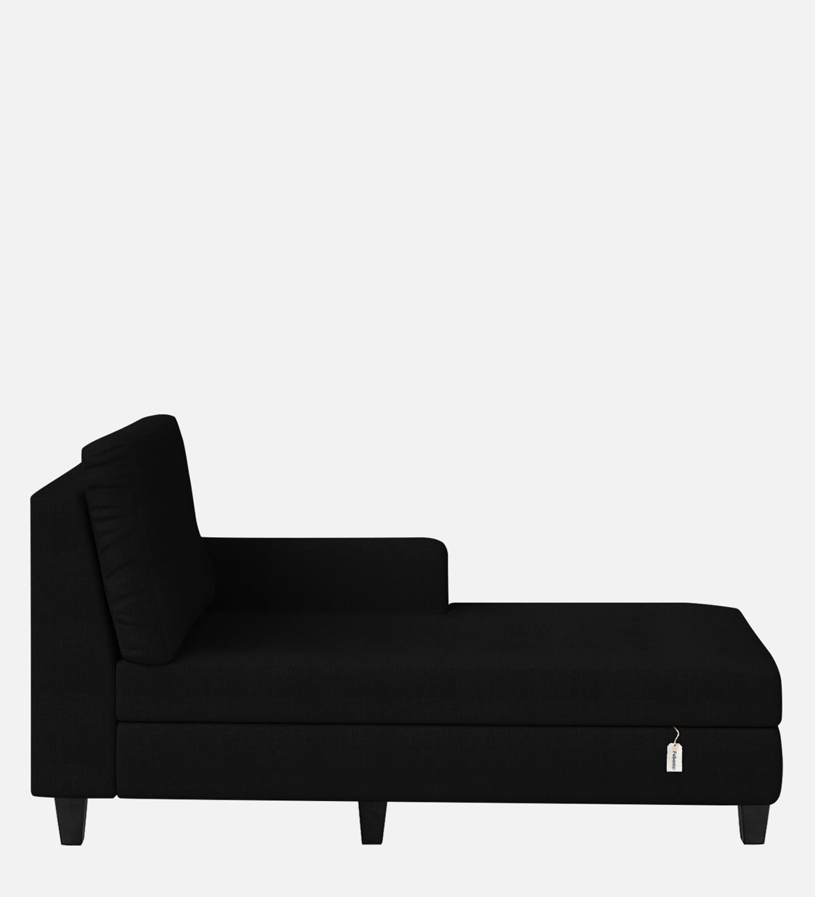 Royee Fabric RHS Chaise Lounger In Zed Black Colour With Storage - Febonic Living