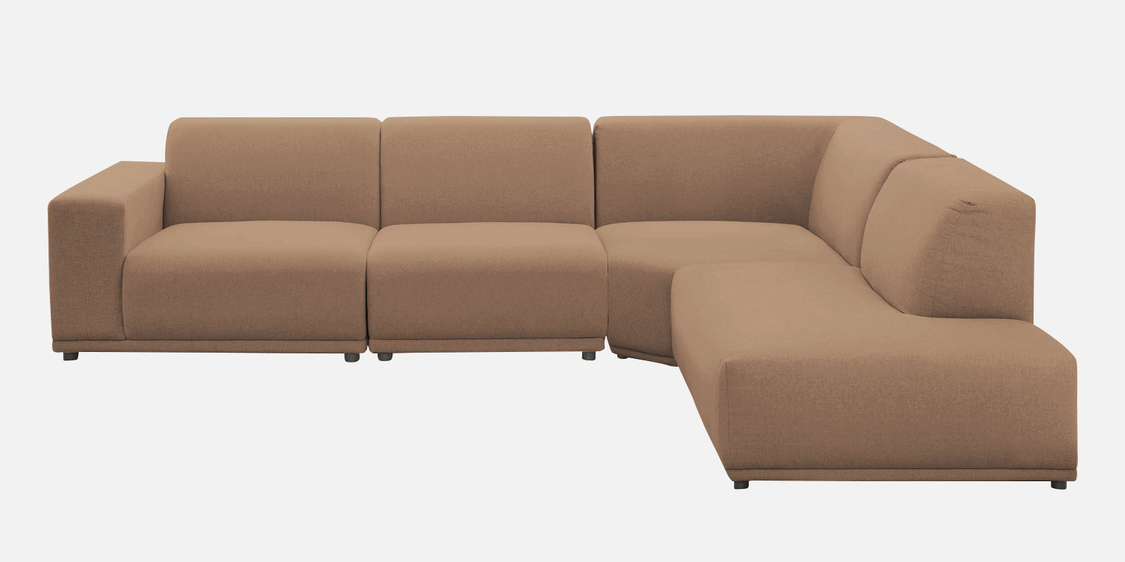 Adam Fabric RHS Sectional Sofa (3+Ottoman Lounger) In Cookie Beige Colour - Febonic Living