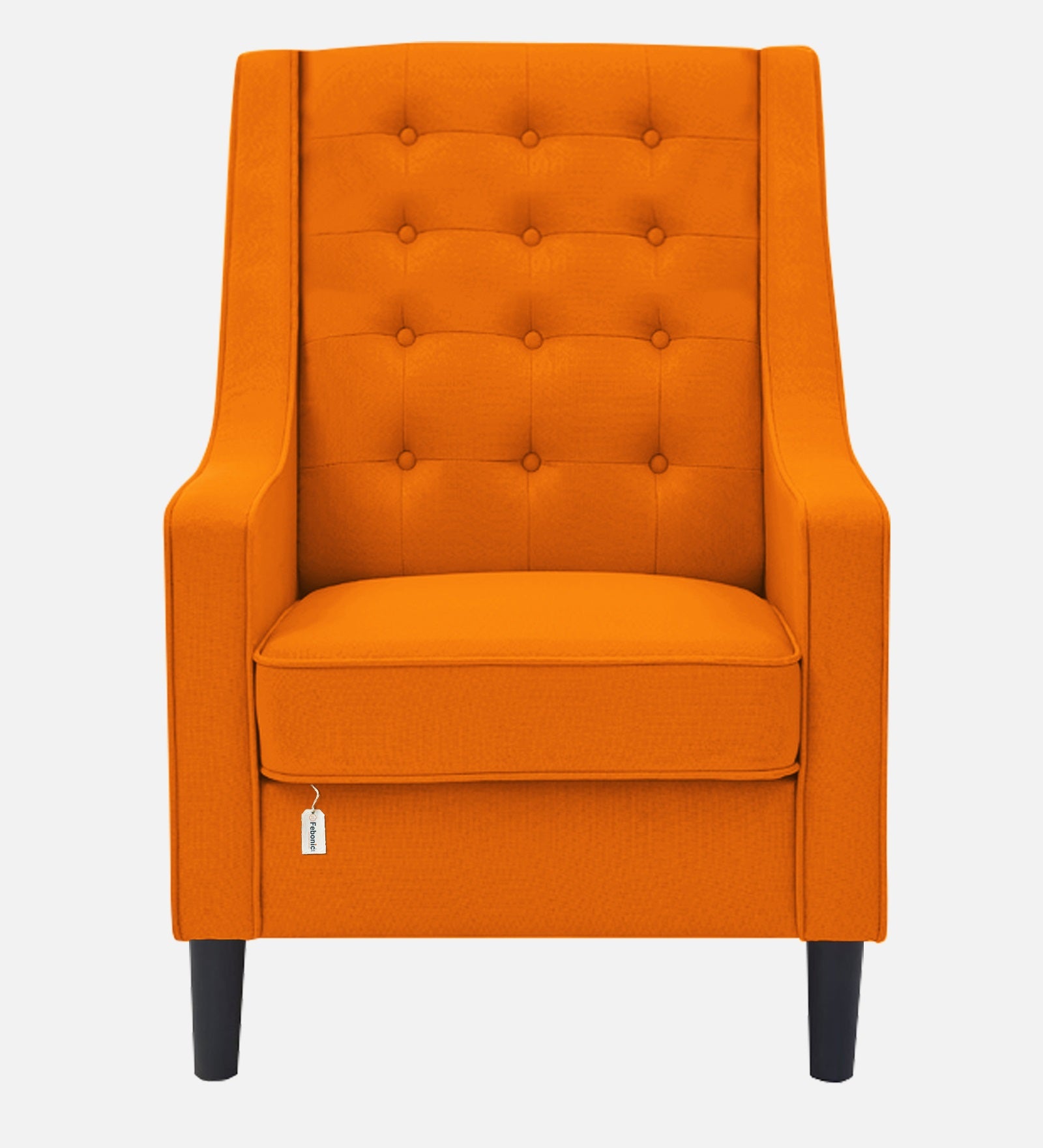 Sona Fabric Barrel Chair With Ottoman In Vivid Orange Colour - Febonic Living