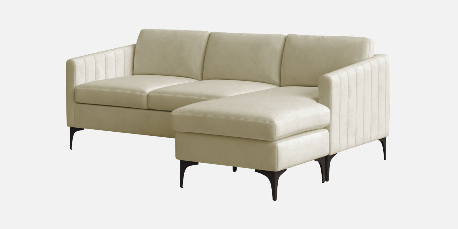 Haru Fabric LHS Sectional Sofa (2+Lounger) In Warm White Colour - Febonic Living