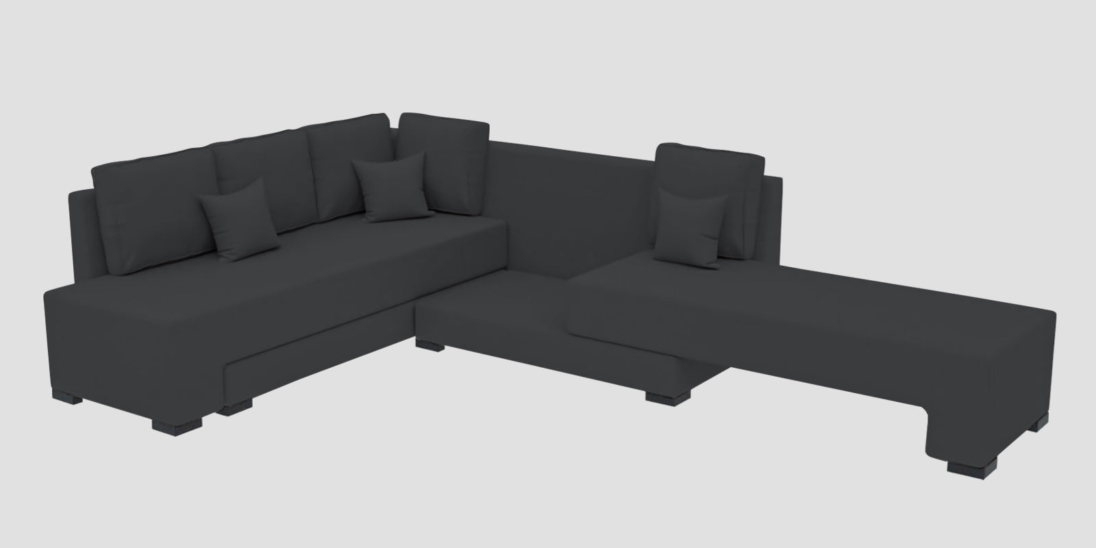 Corby Velvet LHS 6 Seater Convertible Sofa Cum Bed In Davy Grey Colour - Febonic Living