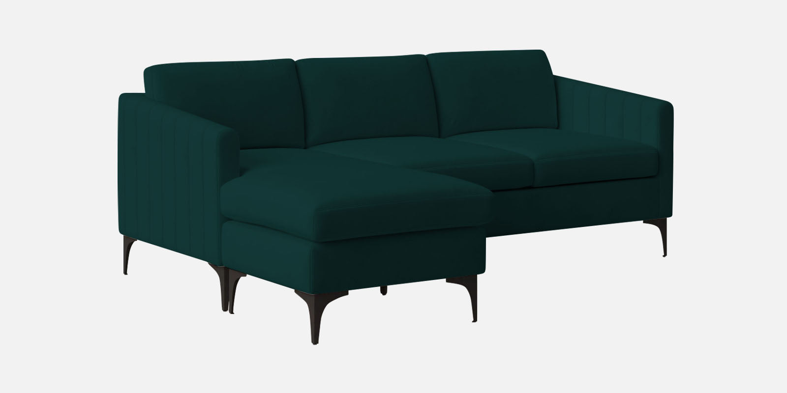 Haru Fabric RHS Sectional Sofa (2+Lounger) In Forest Green Colour - Febonic Living