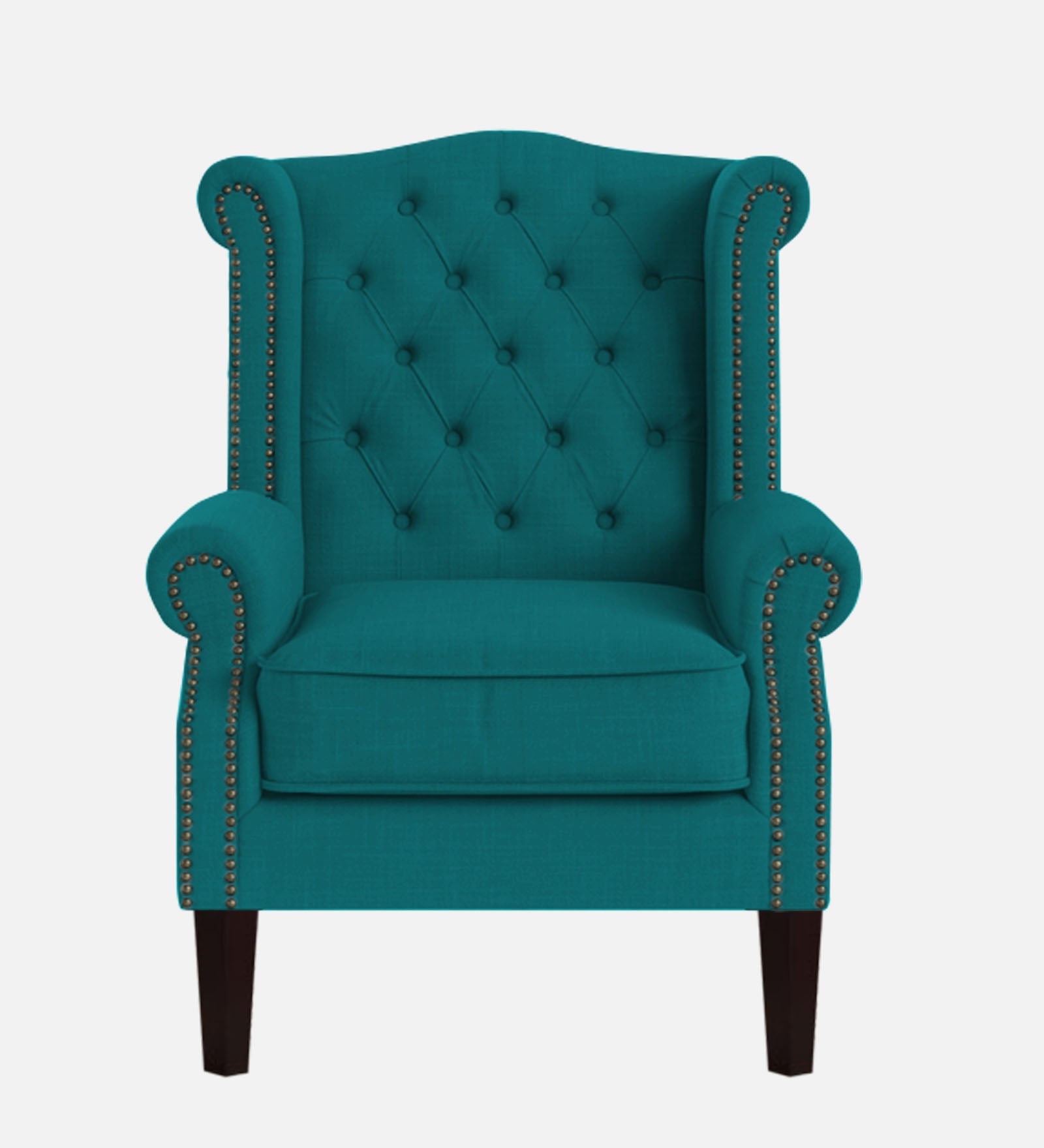 Nottage Fabric Wing Chair In Sea Green Colour - Febonic Living