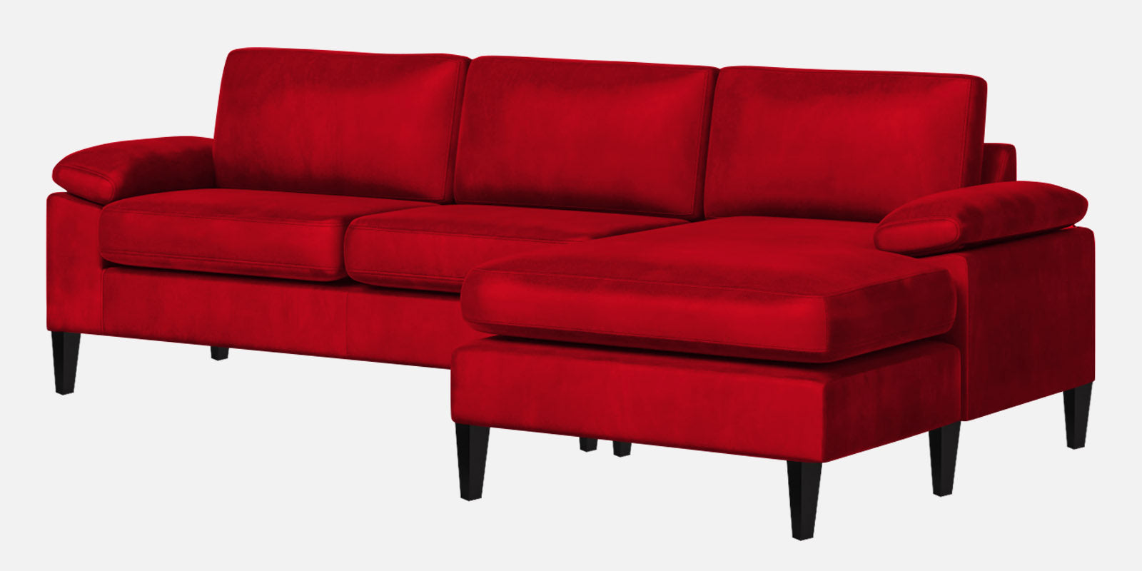 Vegas Velvet LHS Sectional Sofa (3+Lounger) In Berry Maroon Colour - Febonic Living