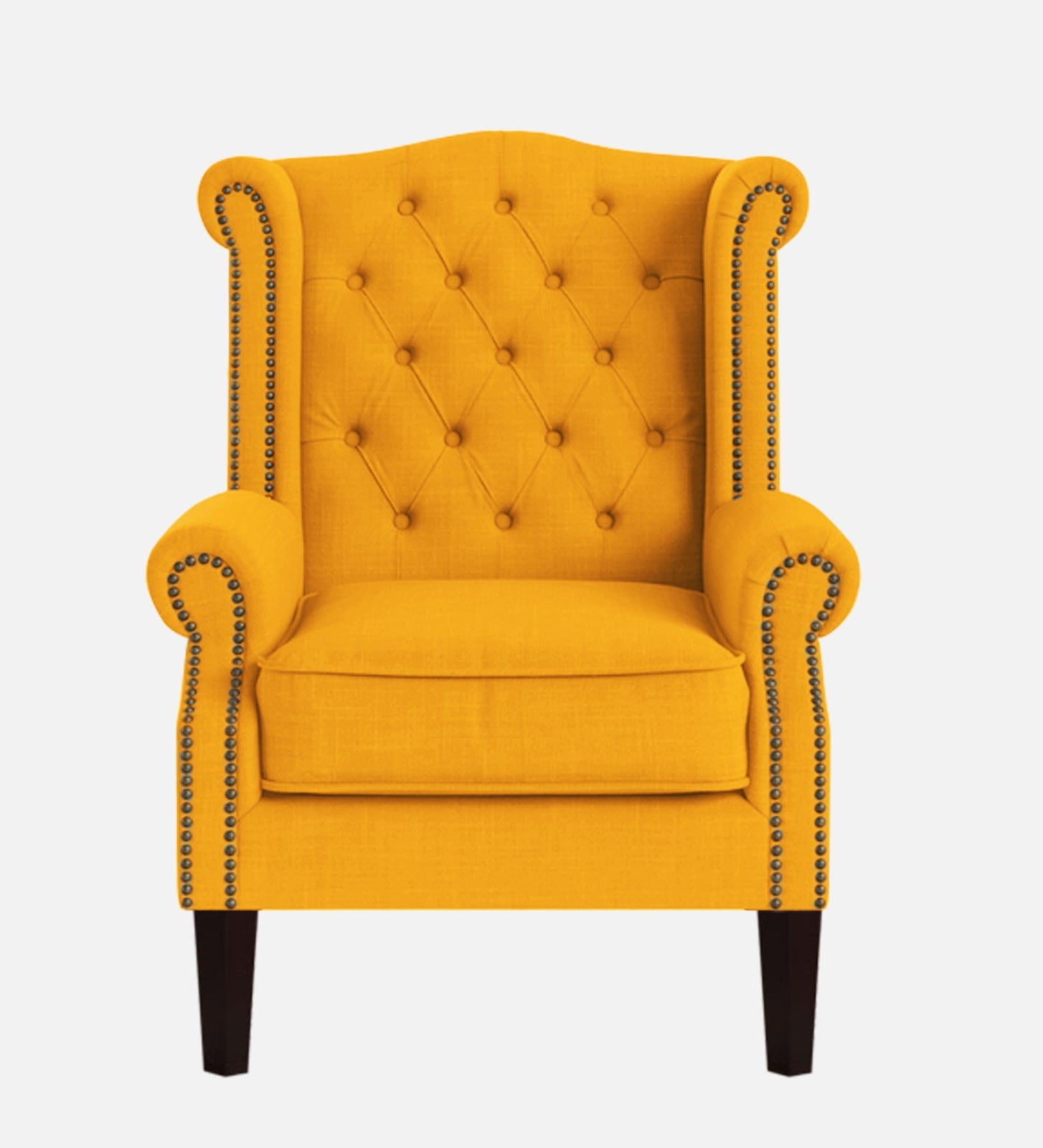 Nottage Fabric Wing Chair In Bold Yellow Colour - Febonic Living