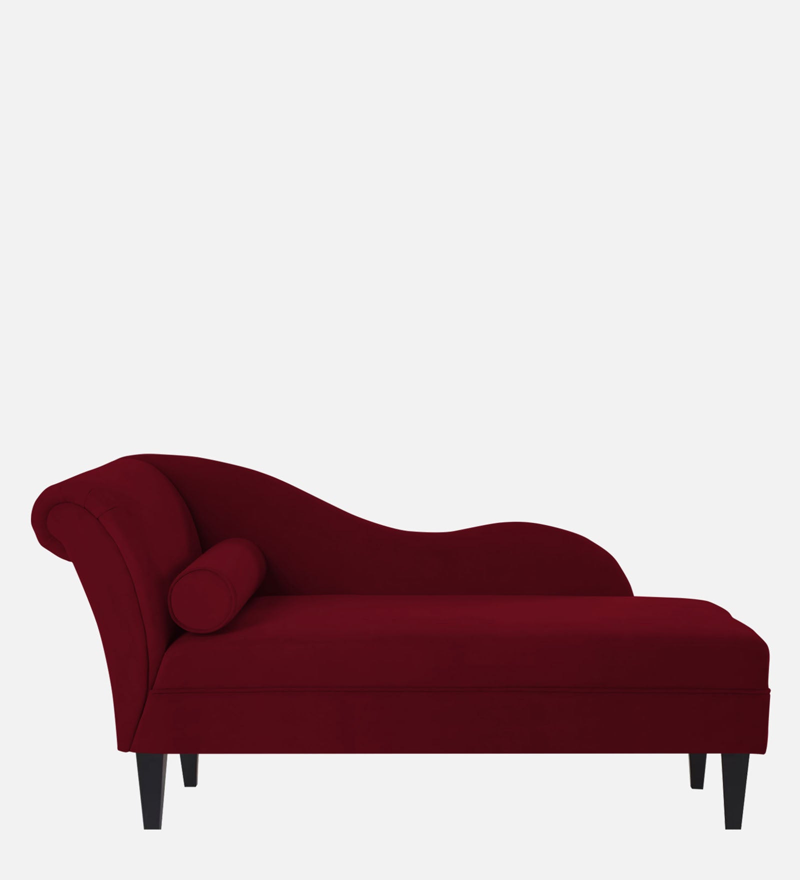 Rana Velvet RHS Chaise Lounger In Dark Maroon Colour - Febonic Living
