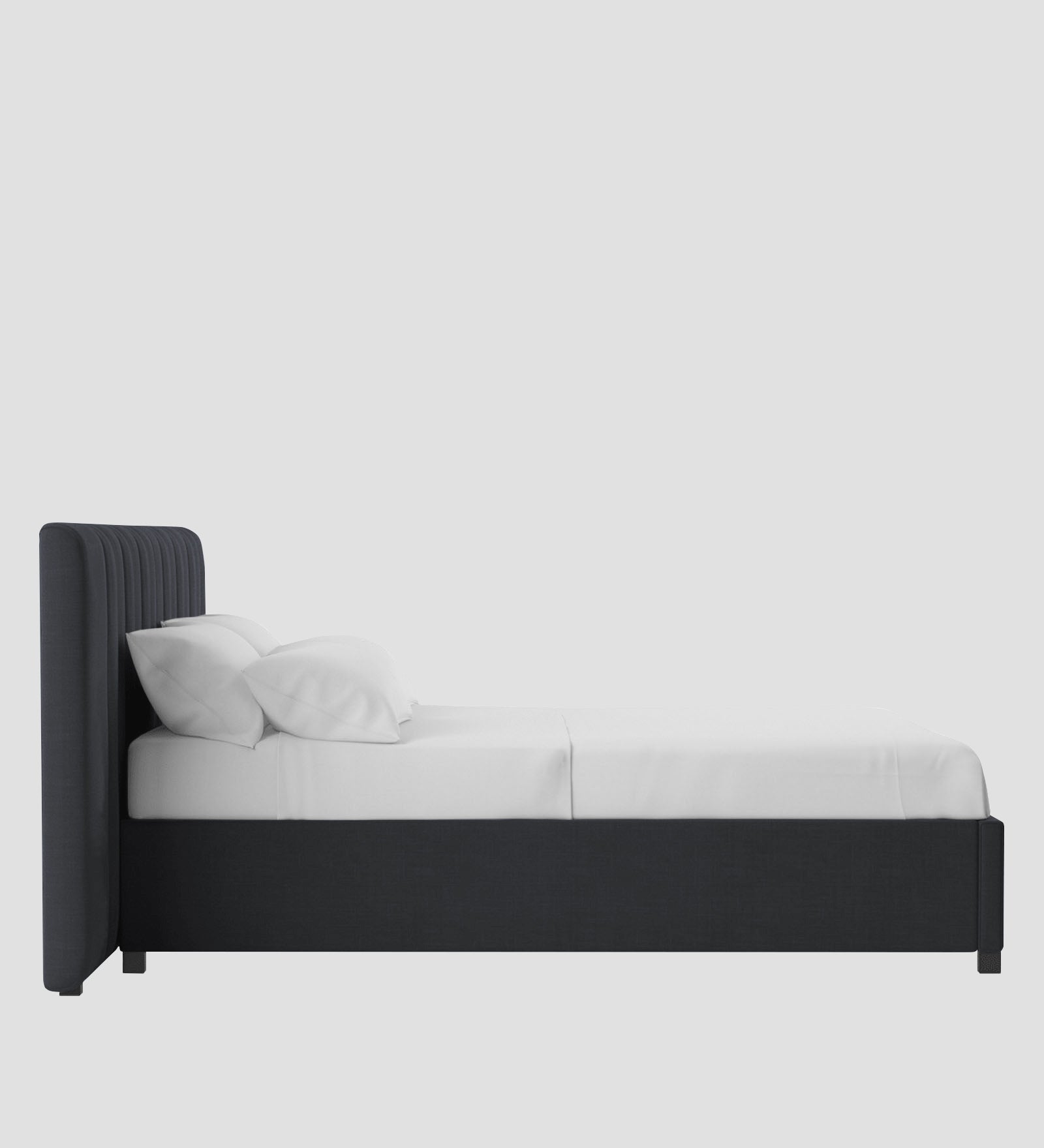 Nora Fabric Queen Size Bed In Charcoal Grey Colour With Box Storage - Febonic Living