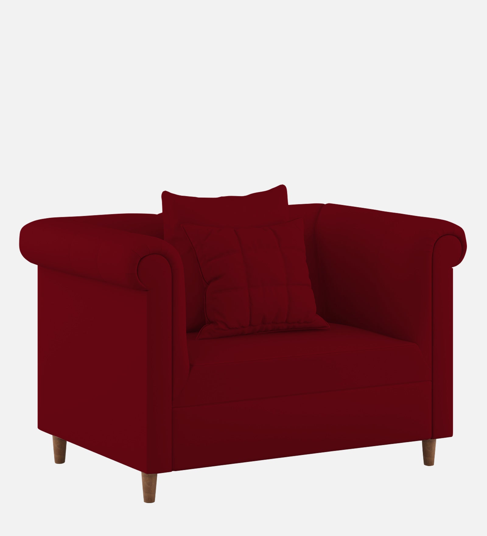 Rubi Velvet 1 Seater Sofa In Cherry Red Colour - Febonic Living