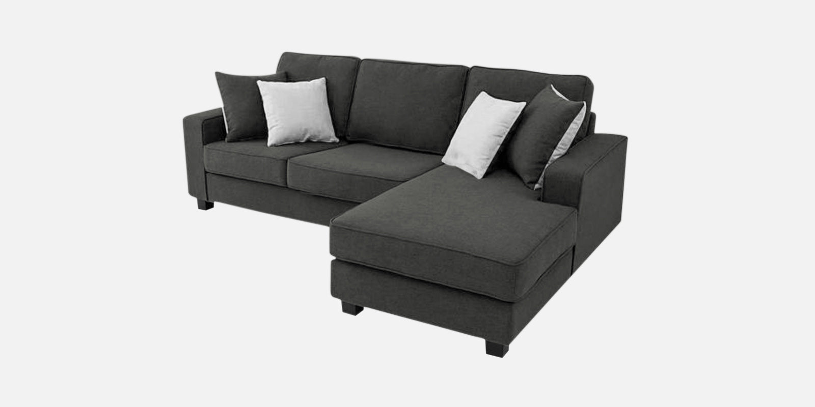 Ladybug Fabric LHS Sectional Sofa (2+Lounger) In Charcoal Grey Colour - Febonic Living