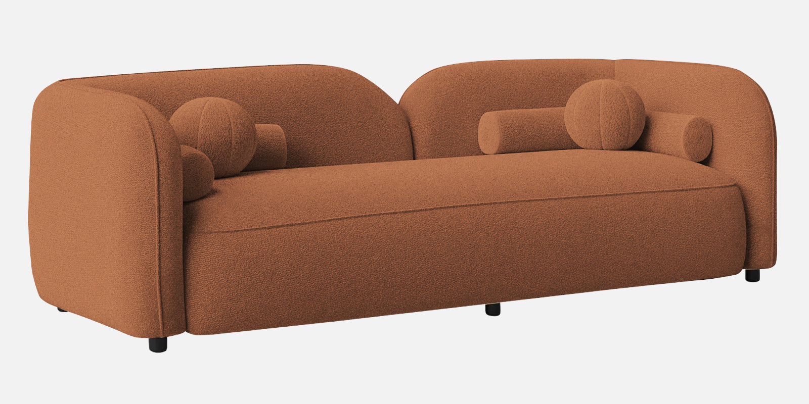 Corny Boucle Fabric 3 Seater Sofa In Light Orange Colour - Febonic Living