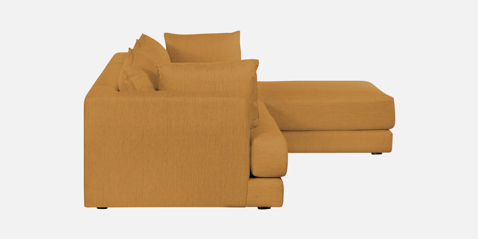 Ziggy Fabric LHS Sectional Sofa (3+Lounger) In Corn Yellow Colour - Febonic Living