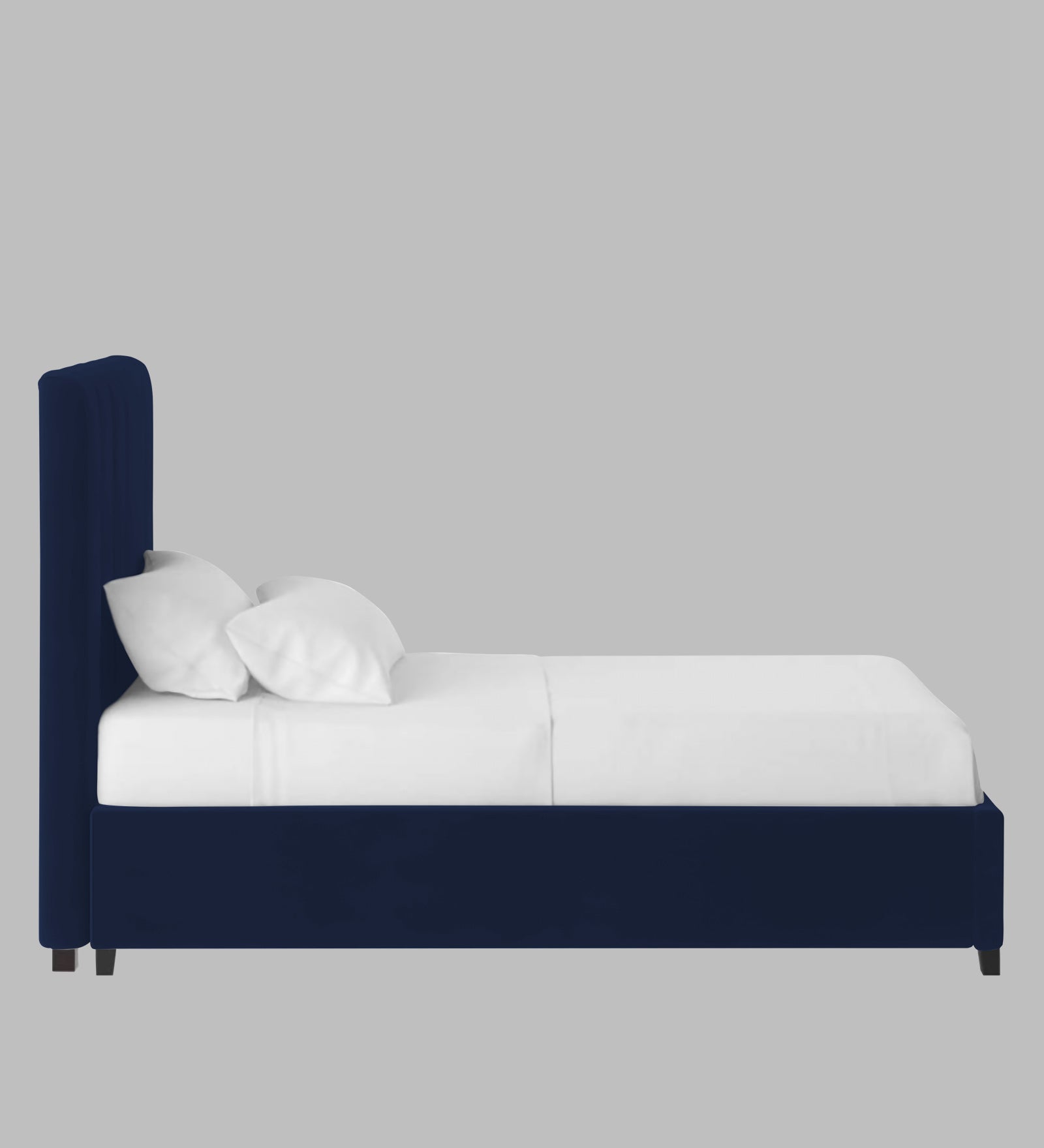 Lara Velvet Upholstered Single Bed in Indigo Blue Colour - Febonic Living