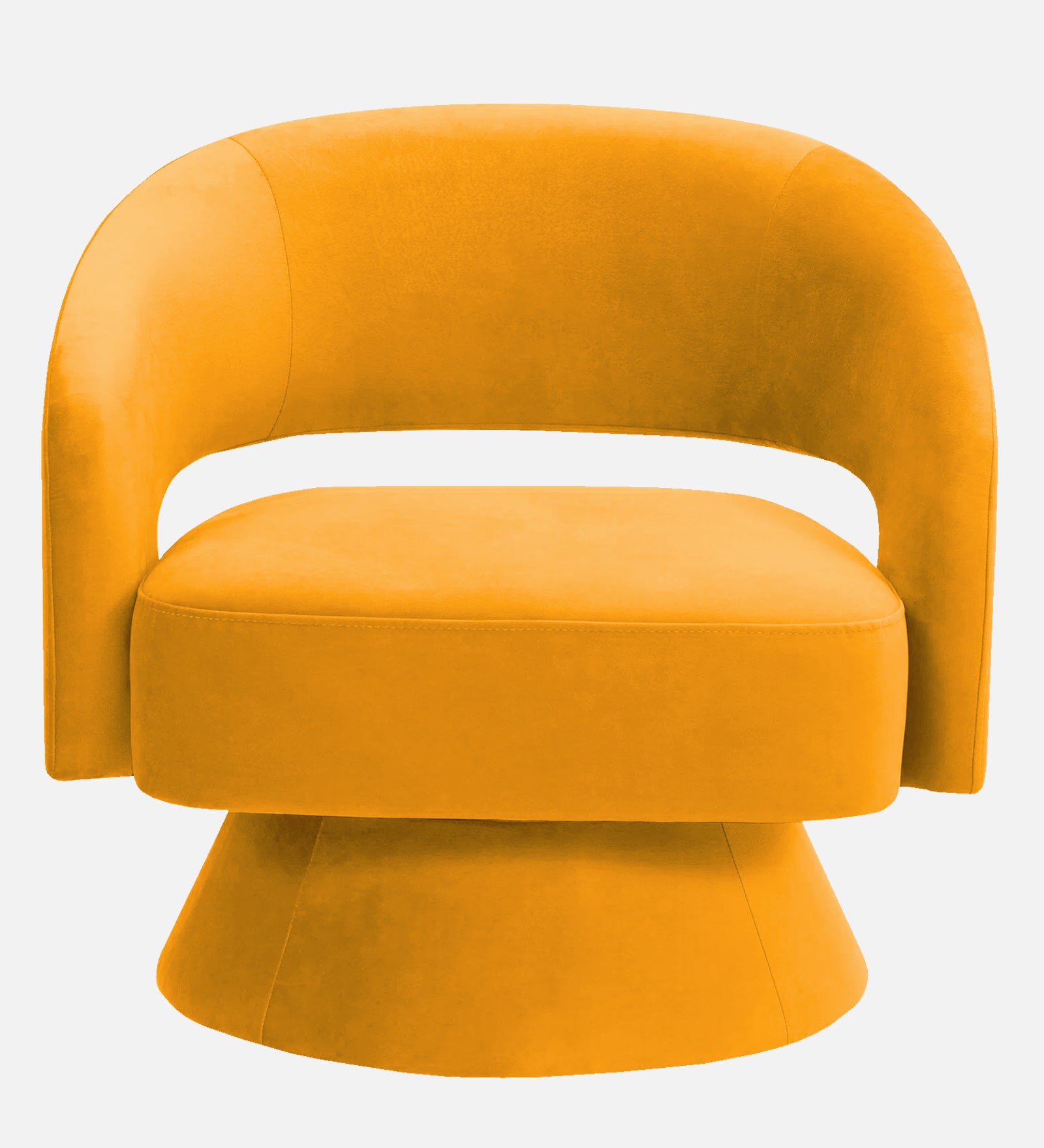 Pendra Velvet Swivel Chair In Safforn Yellow Colour - Febonic Living