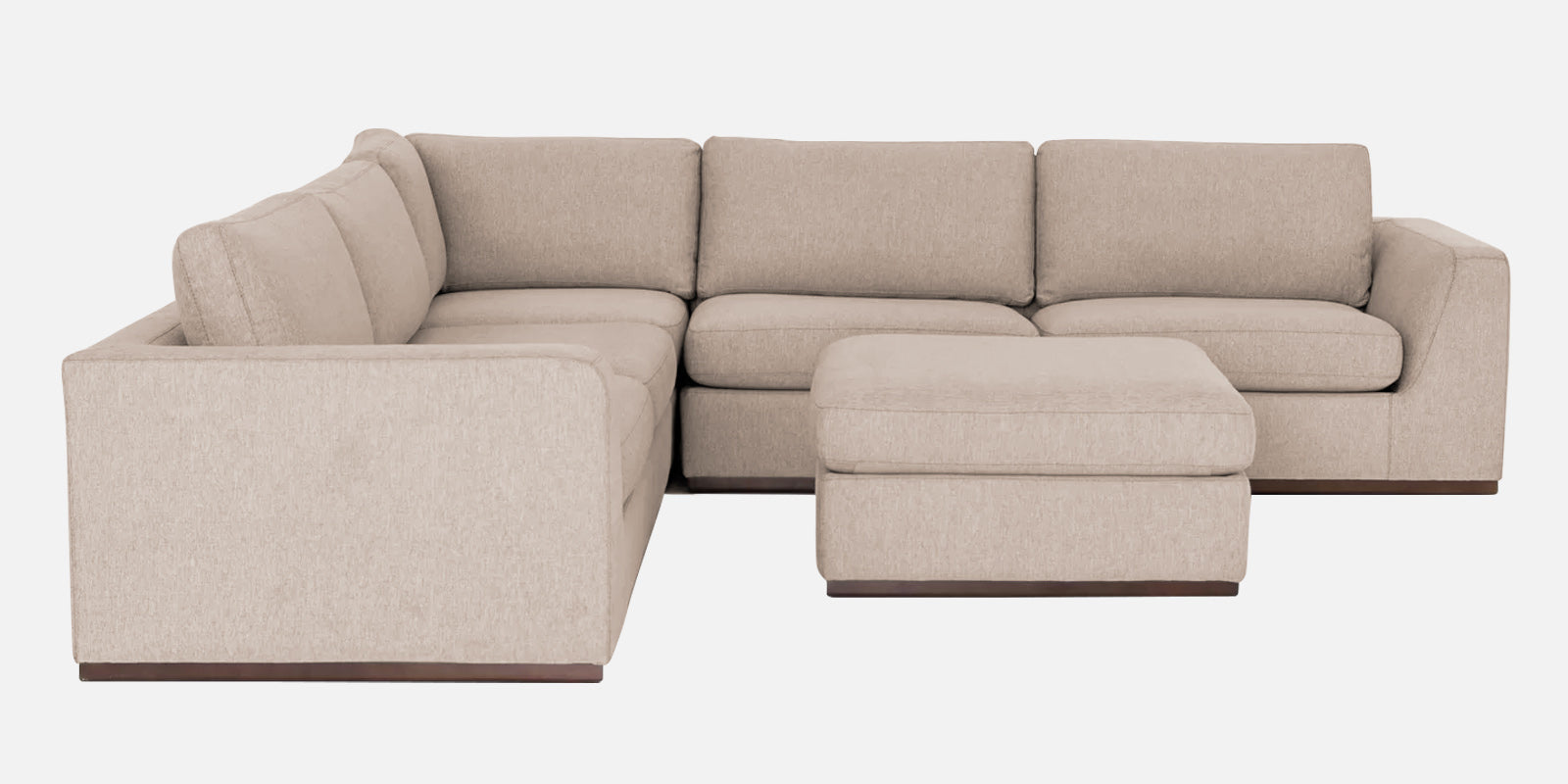 Freedom Velvet 6 Seater LHS Corner Sofa In Camel Beige Colour With Ottoman - Febonic Living