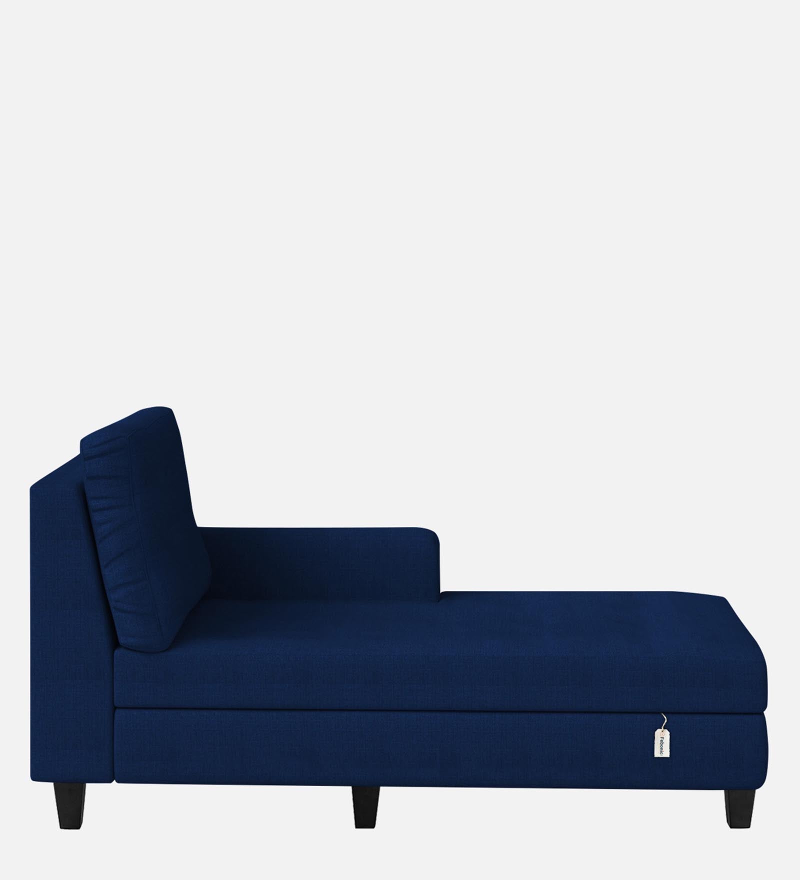 Royee Fabric RHS Chaise Lounger In Royal Blue Colour With Storage - Febonic Living