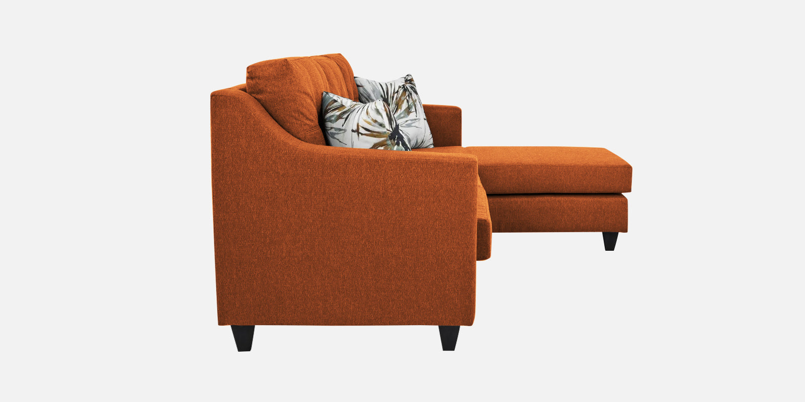 Welly Fabric RHS Sectional Sofa (3+Lounger) In Vivid Orange Colour - Febonic Living