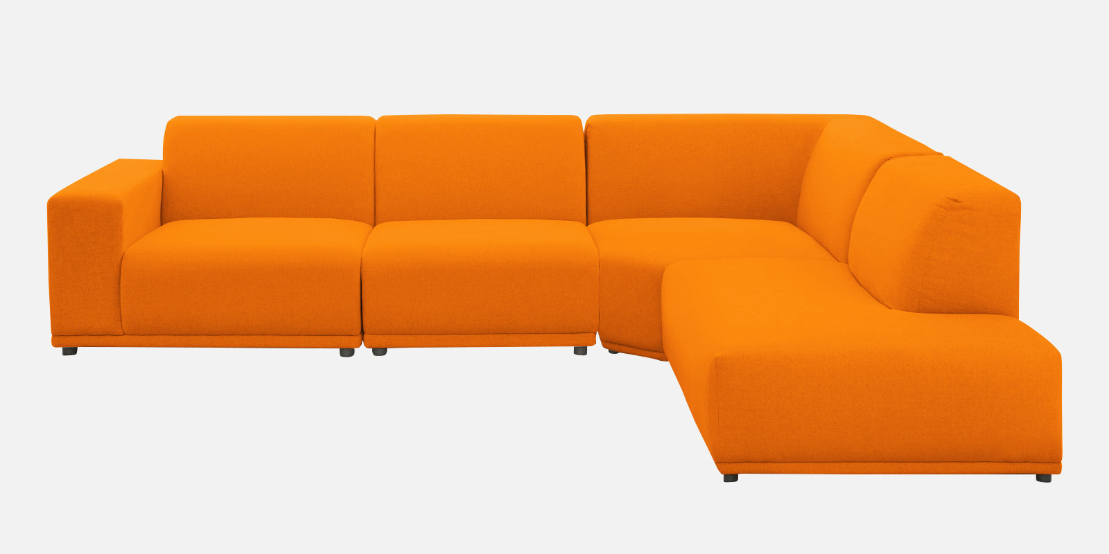 Adam Fabric RHS Sectional Sofa (3+Ottoman Lounger) In Vivid Orange Colour - Febonic Living