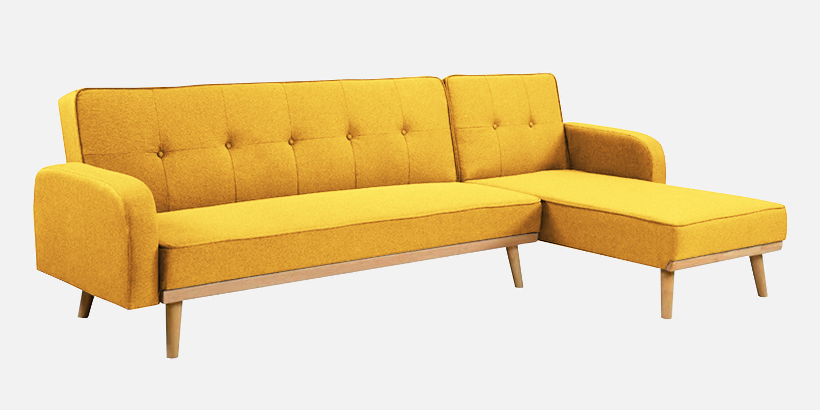 Zuno Fabric RHS Convertible Sofa Cum Bed In Bold Yellow Colour - Febonic Living