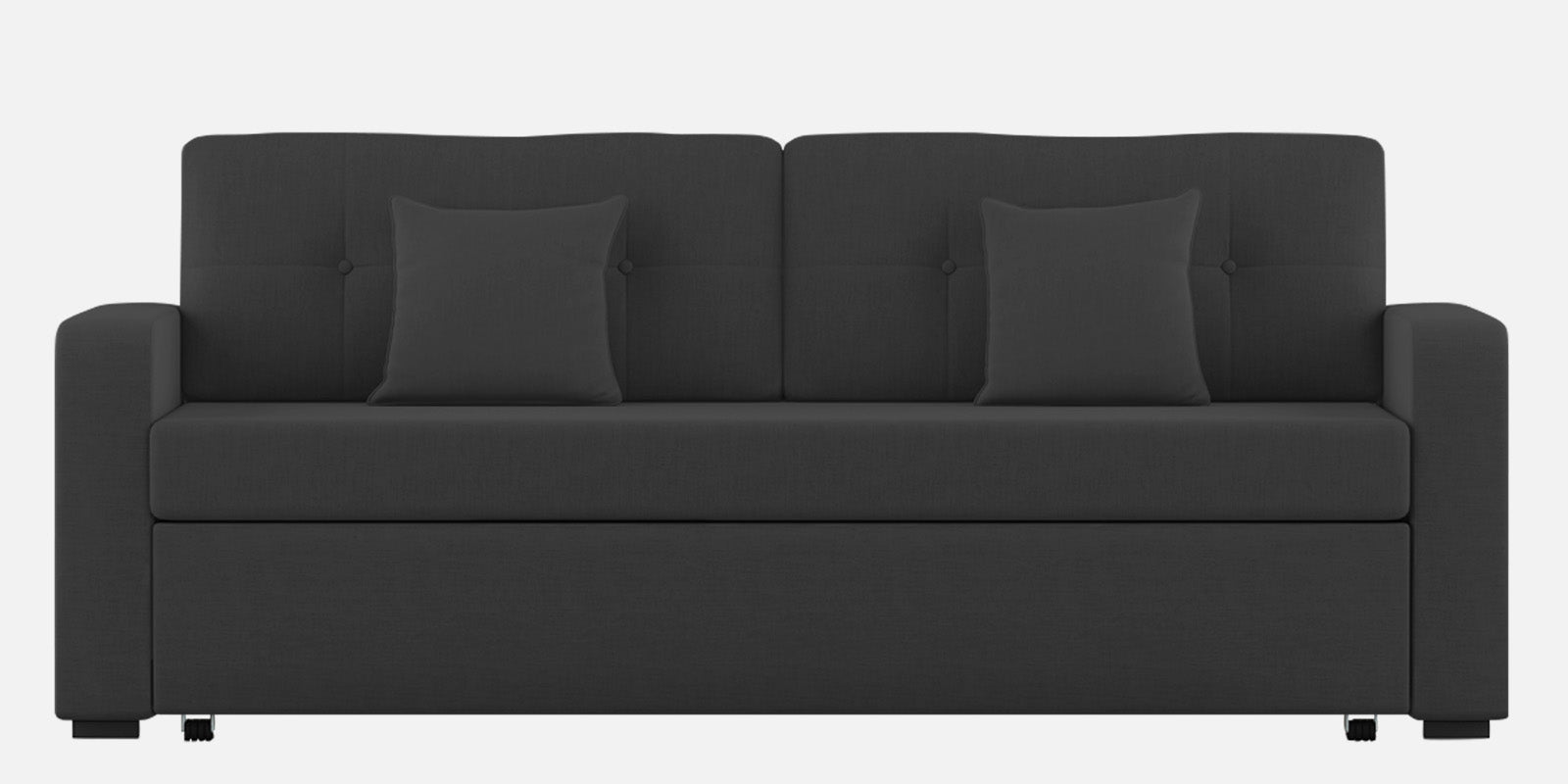 Rocky Fabric 3 Seater Pull Out Sofa Cum Bed In Charcoal Grey Colour With Storage - Febonic Living