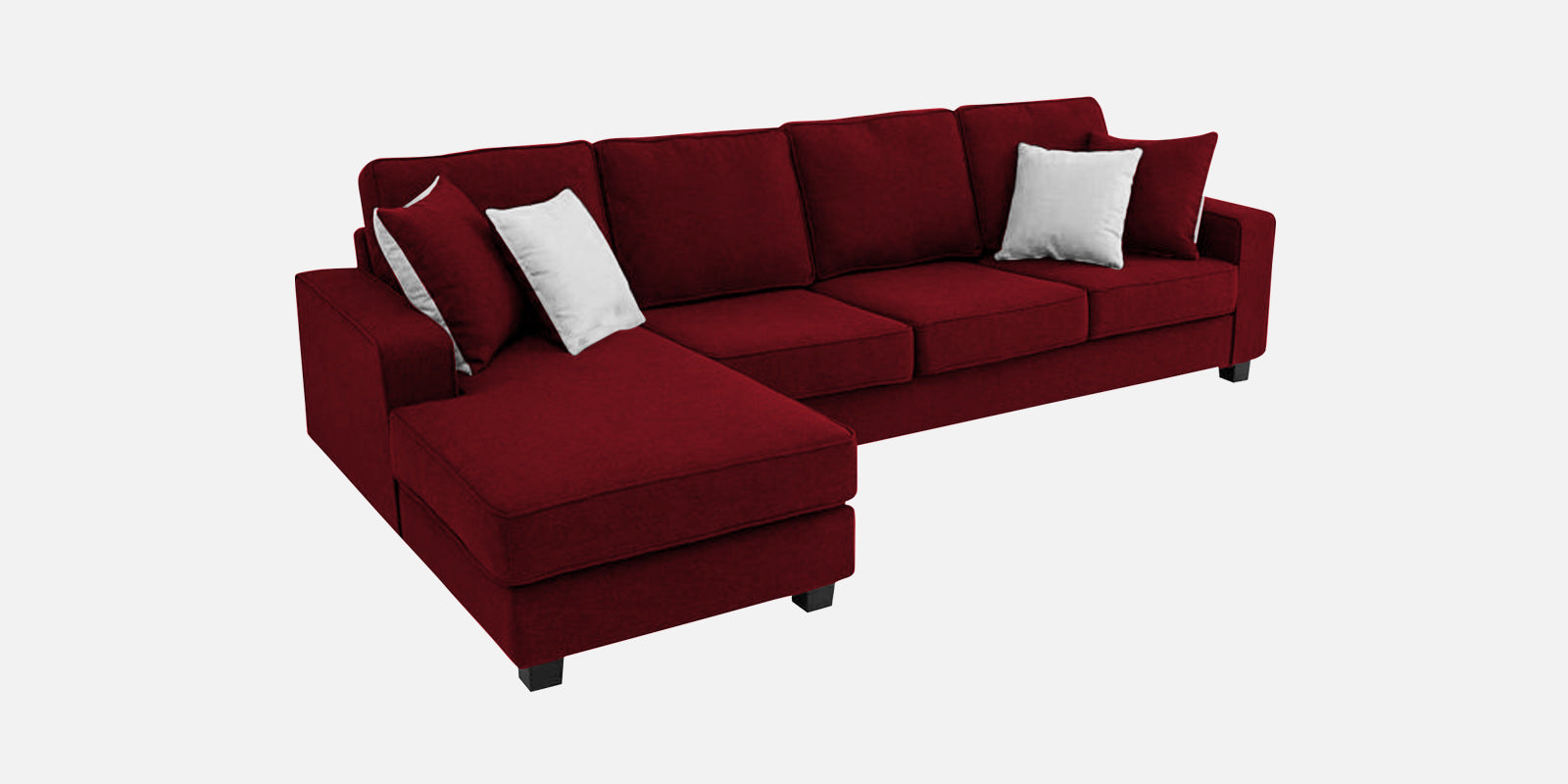Ladybug Fabric RHS Sectional Sofa (3+Lounger) In Ruby Red Colour - Febonic Living