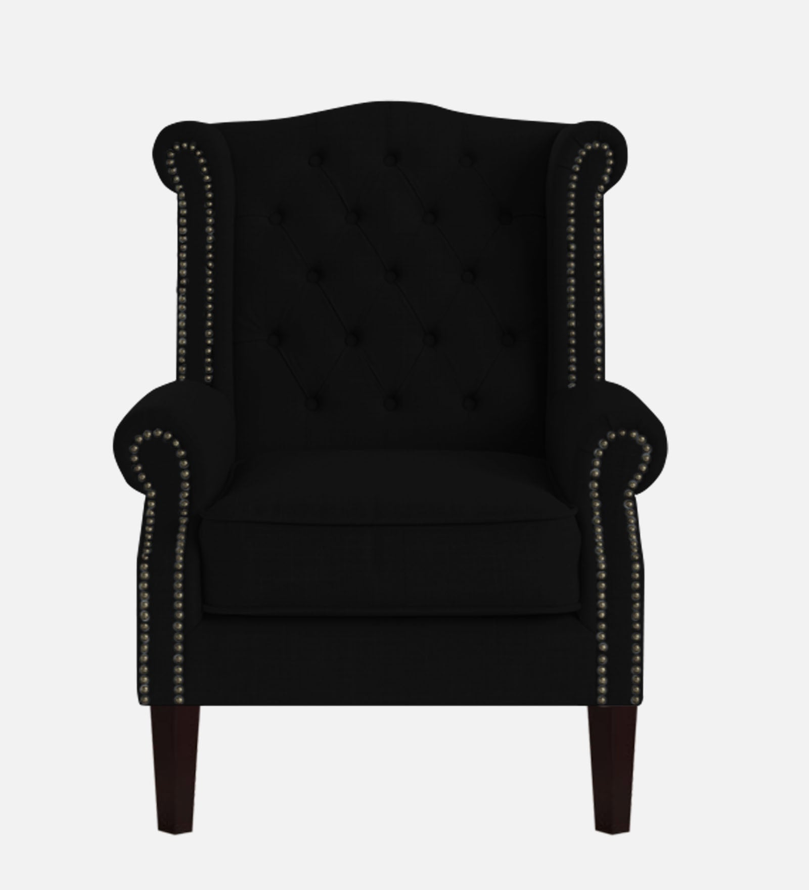 Nottage Fabric Wing Chair In Zed Black Colour - Febonic Living